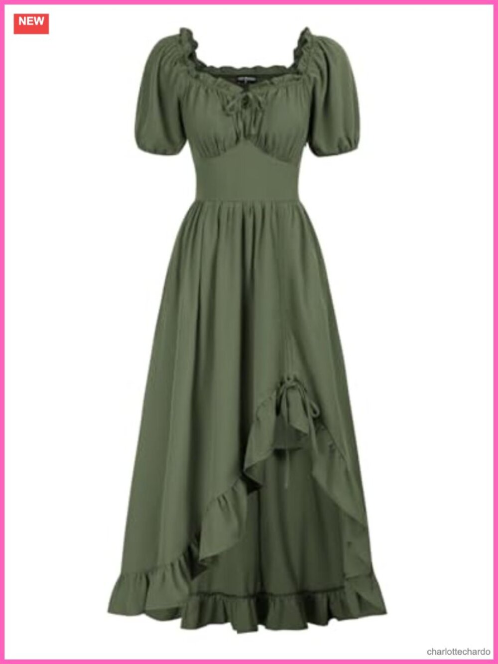 Corset Victorian Renaissance Dress High Low Ruffle Cottagecore